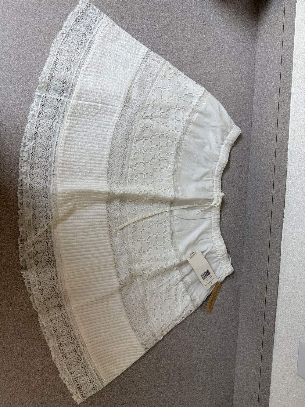Ralph Lauren White Eyelet Lace Tiered Skater Skirt